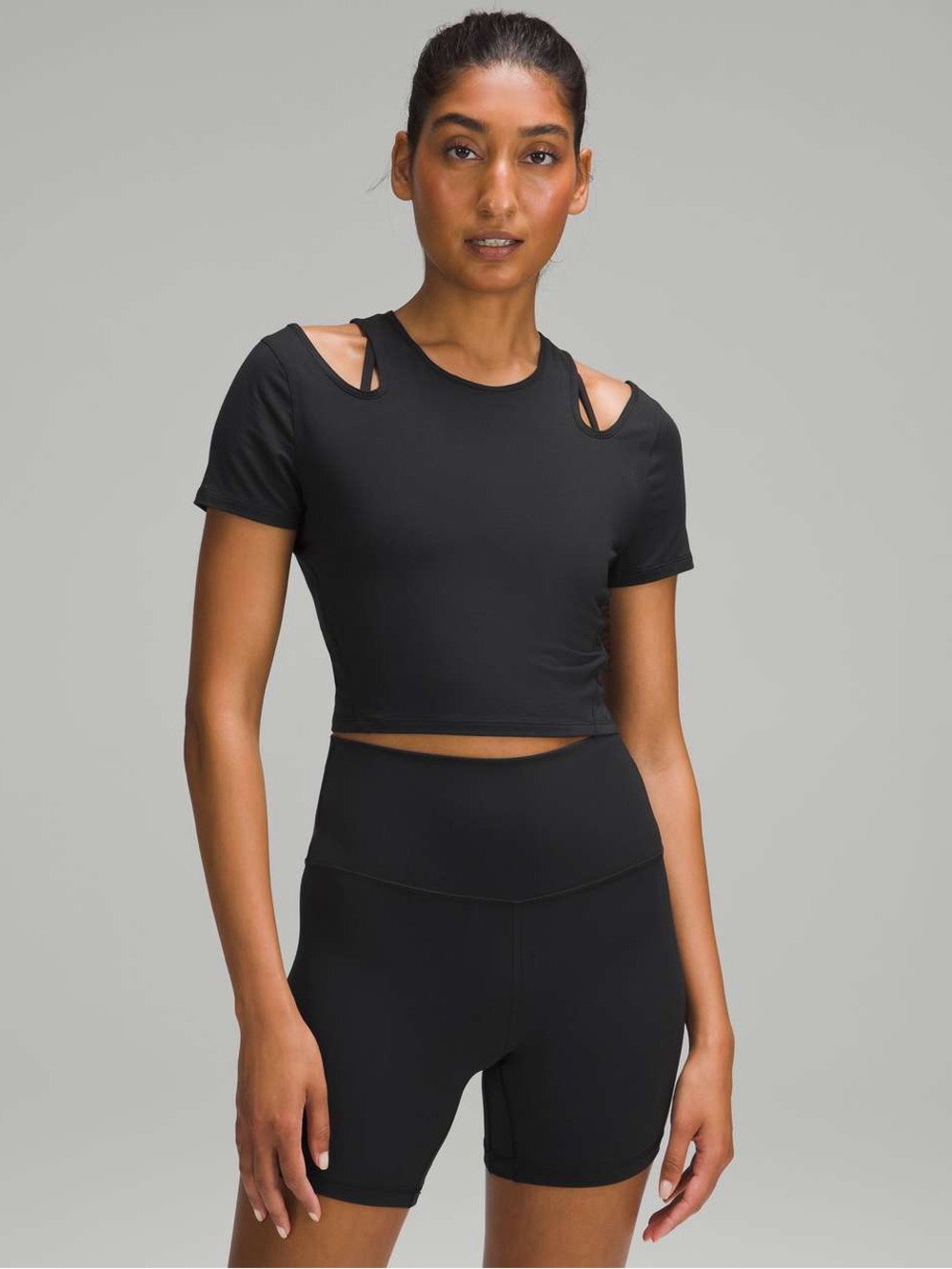 Lululemon Black Cold-Shoulder Crop Top